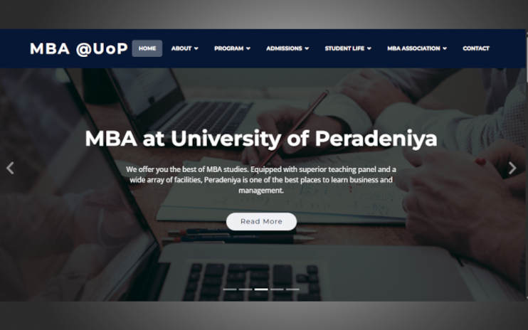 Website for MBA degree program, University of Peradeniya (Ongoing)